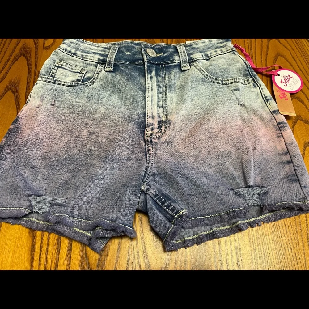 New Size 12 Justice Distress Blue Denim And Pink Dye